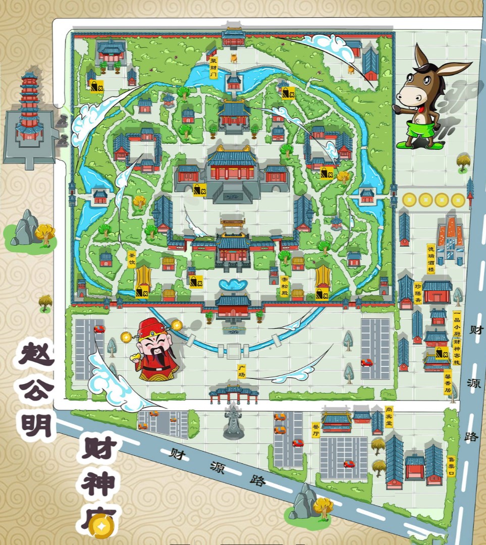 平南寺庙类手绘地图